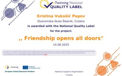 NQL nagrada  eTwinning projektu „Friendship opens all doors“