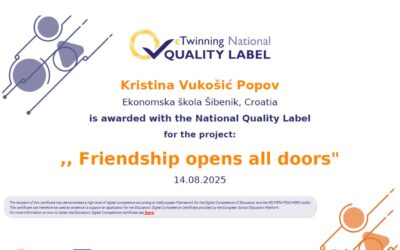 „Friendship opens all doors“ – naš projekt s Nacionalnom i Europskom oznakom kvalitete